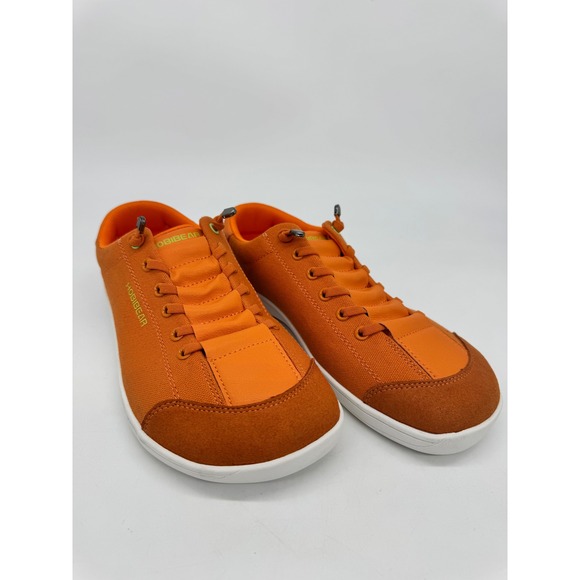 Hobibear Women size 40 US 9-9.5 Orange Canvas Lace Up Low Top Sneakers Barefoot - Picture 3 of 10